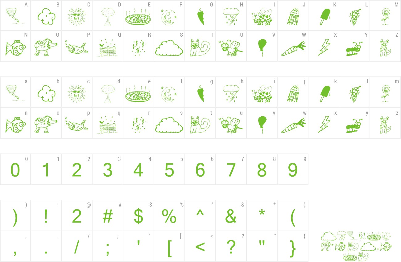 Font KR Silly Art Dings preview